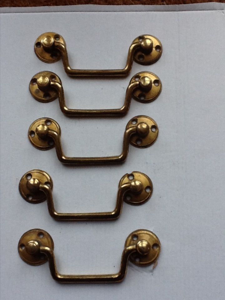 5 original      antique brass handles