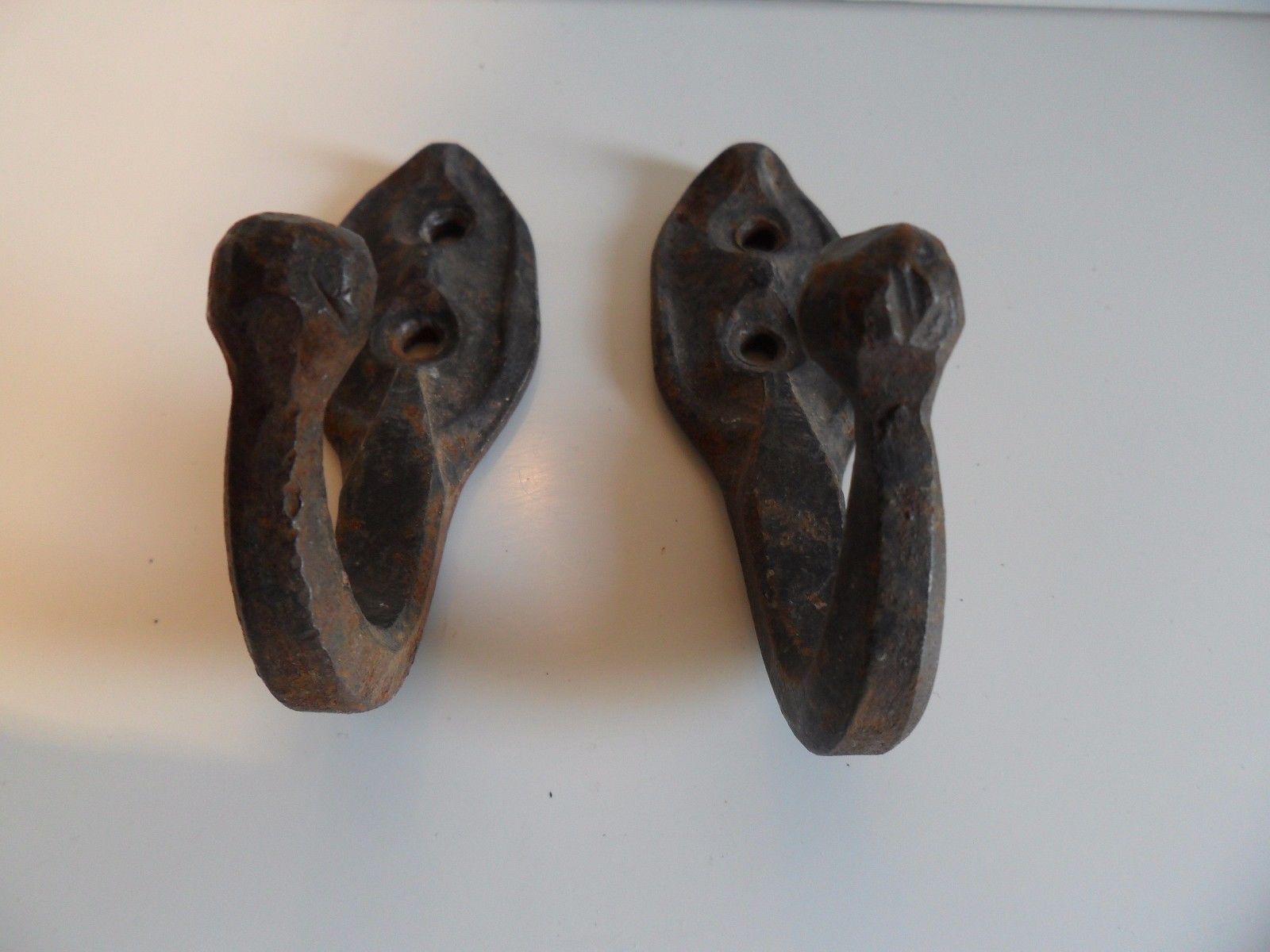 SUPER PAIR OF VINTAGE IRON  COAT HOOKS