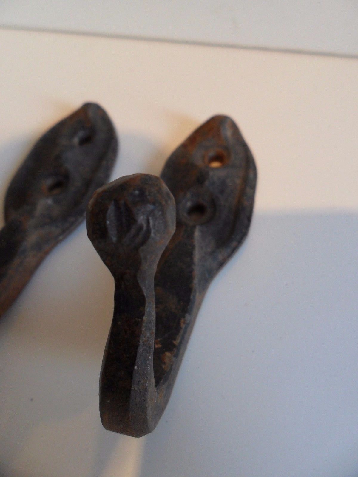 SUPER PAIR OF VINTAGE IRON  COAT HOOKS