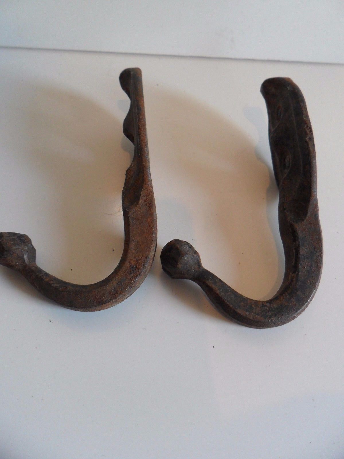 SUPER PAIR OF VINTAGE IRON  COAT HOOKS