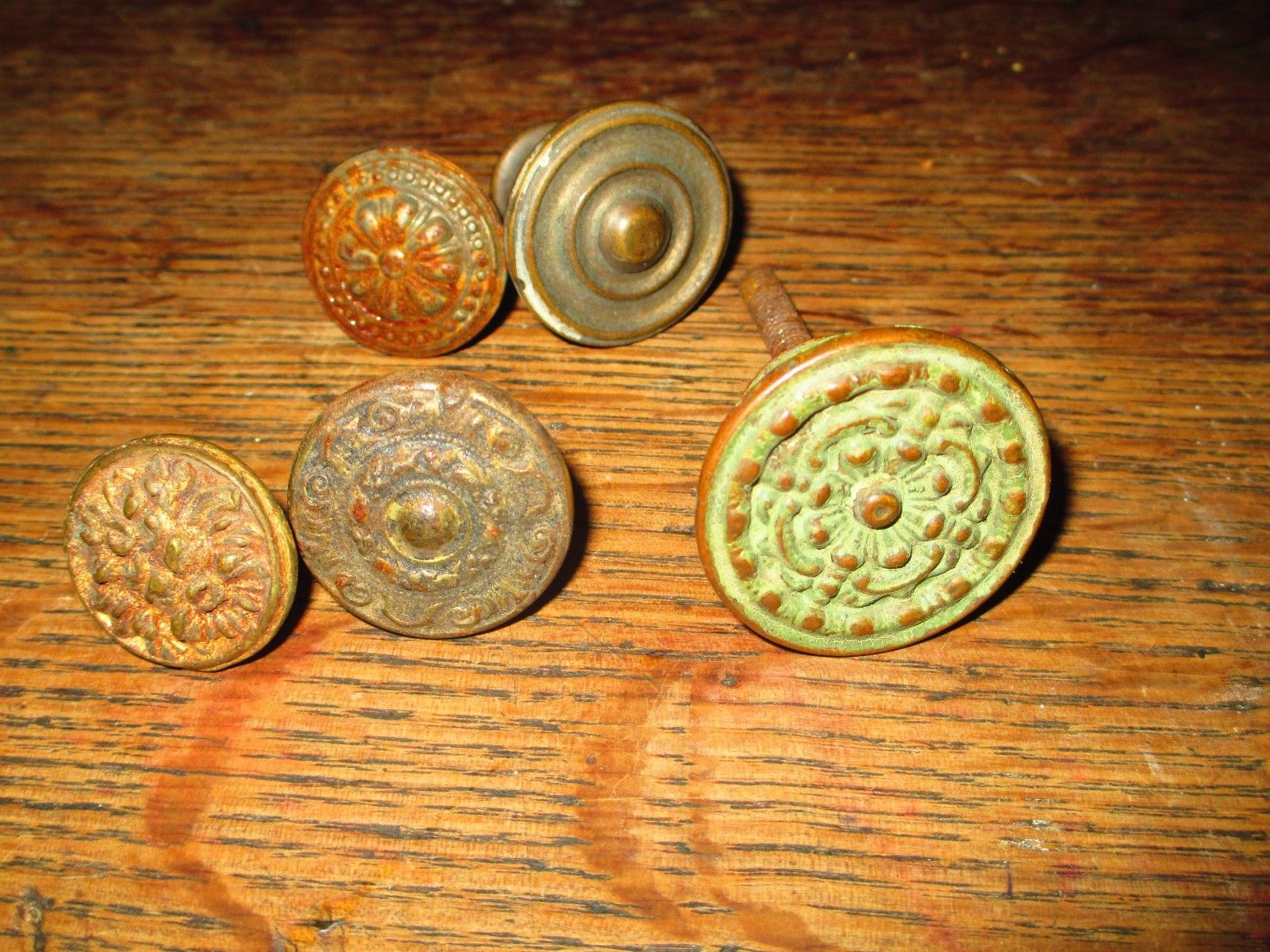 Antique / vintage round knobs mixed lot of 5 - old Hardware