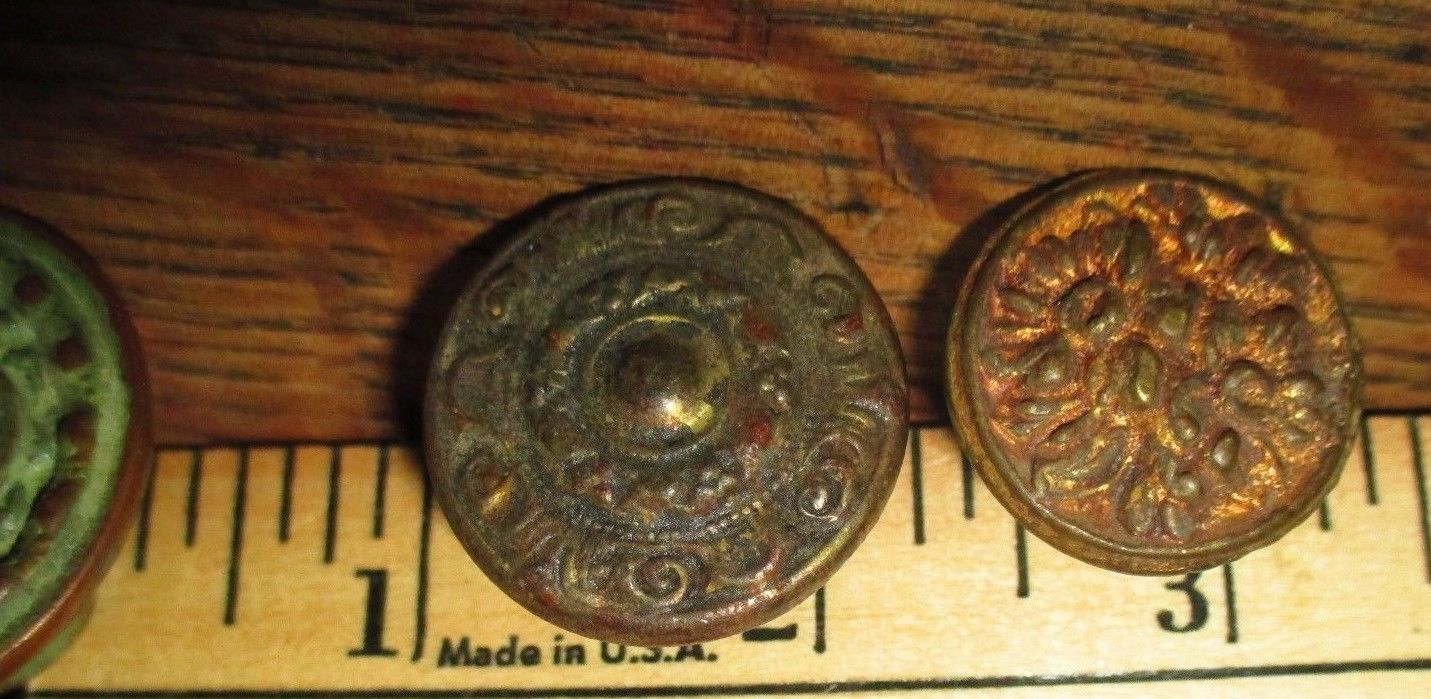 Antique / vintage round knobs mixed lot of 5 - old Hardware