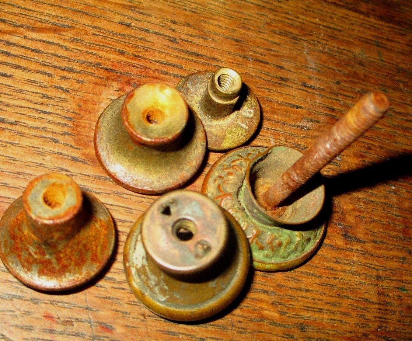 Antique / vintage round knobs mixed lot of 5 - old Hardware