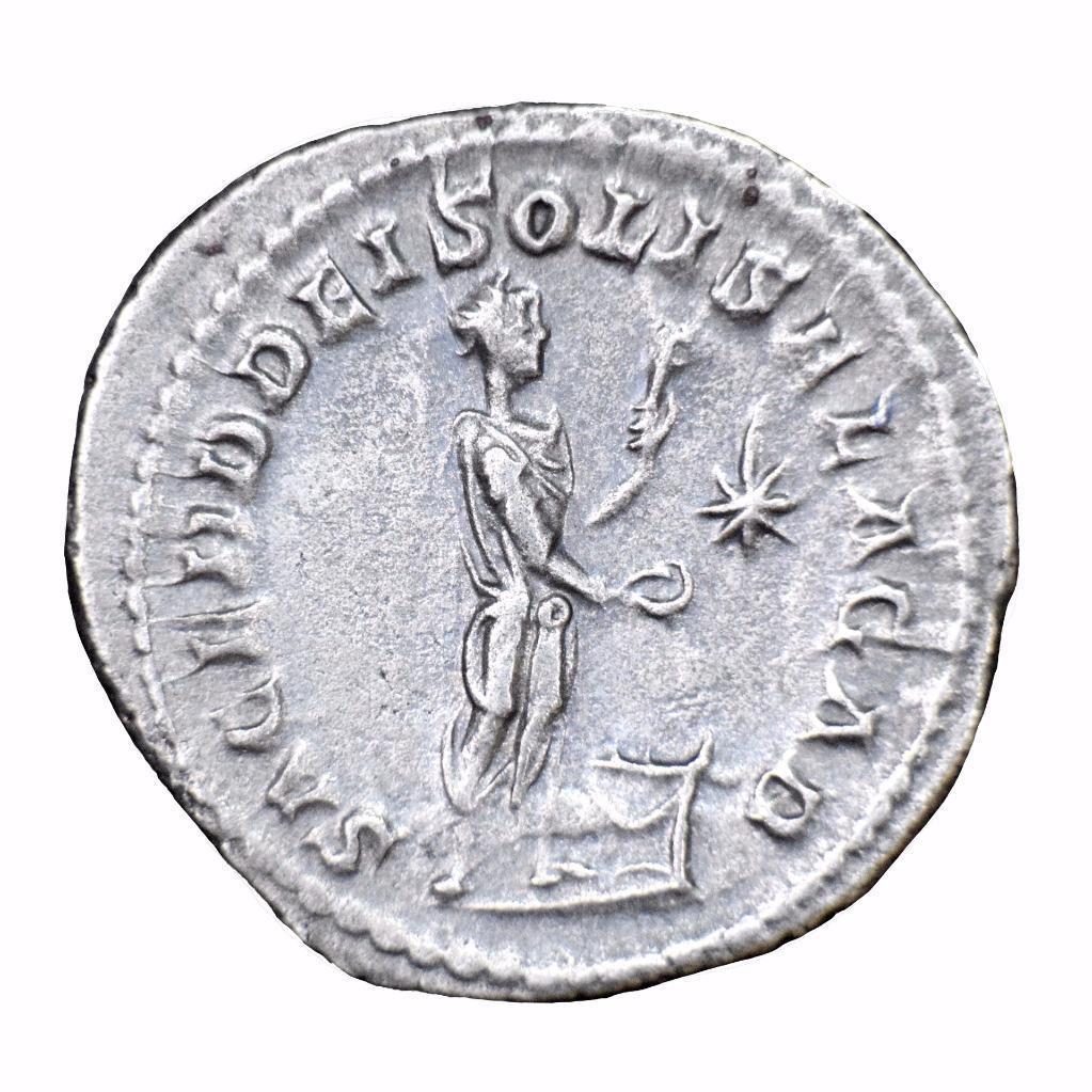 Elagabalus Roman silver denarius minted 222 AD.