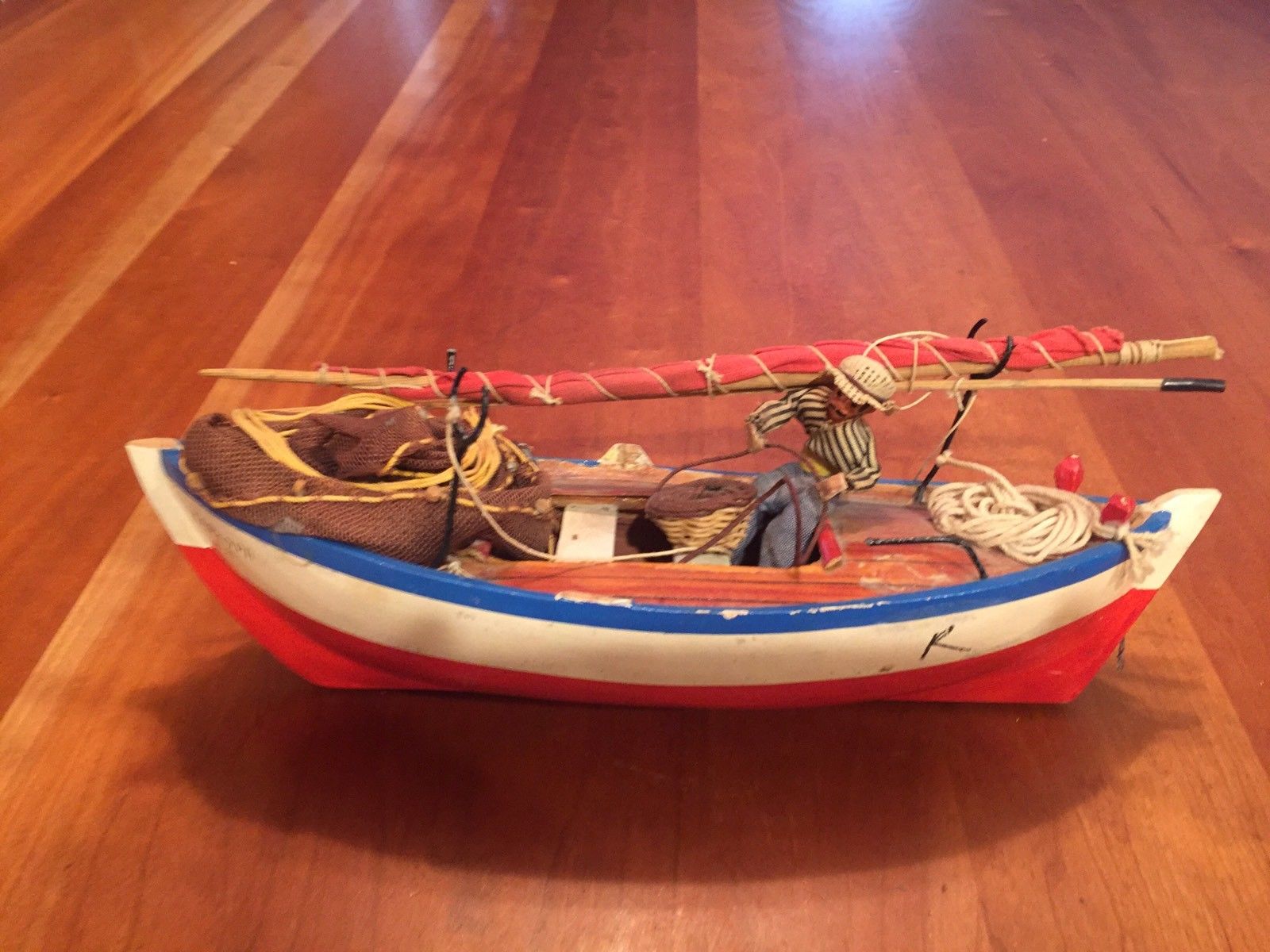 Vintage Toy Wood Sail Boat As Is