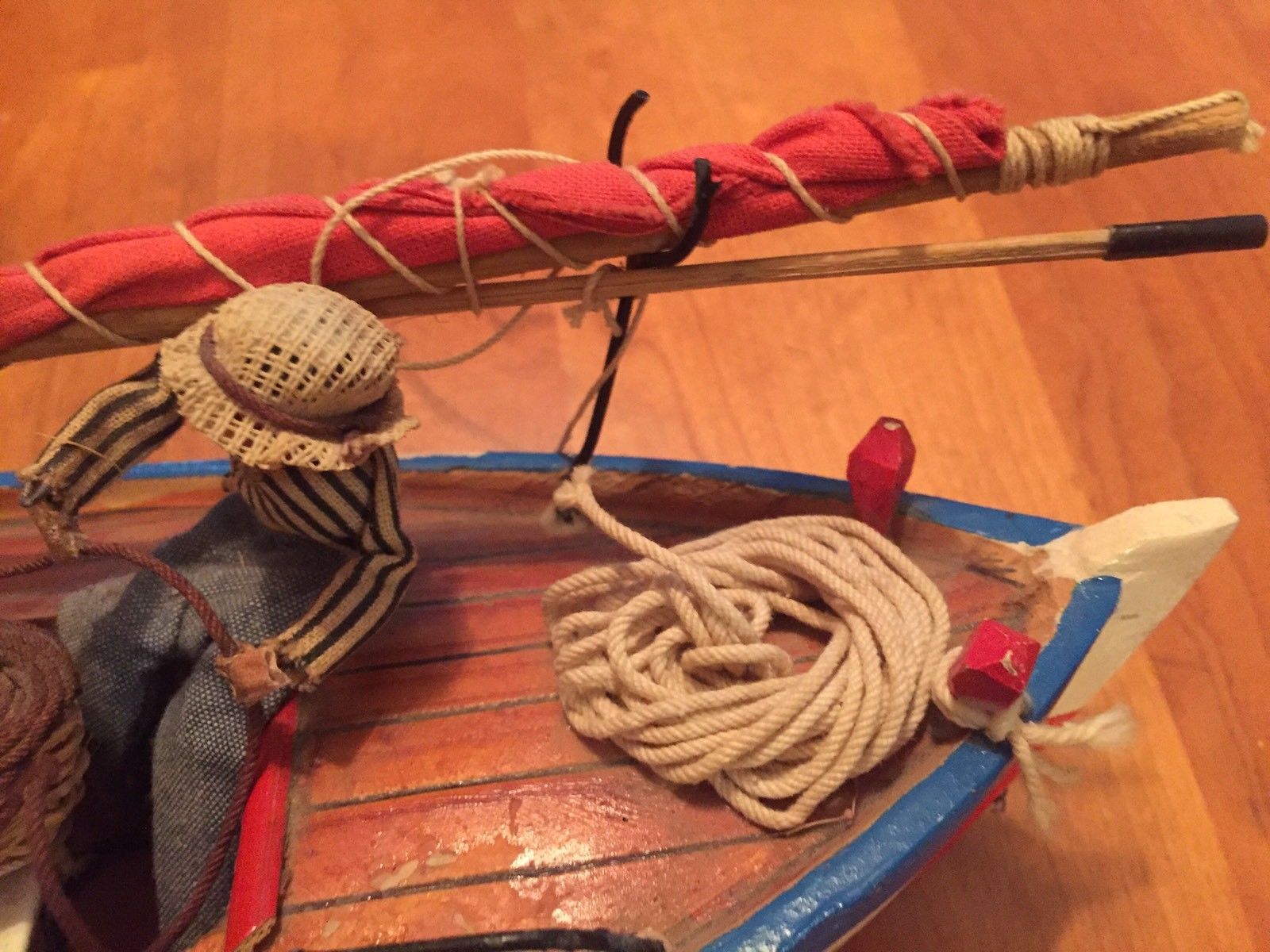 Vintage Toy Wood Sail Boat As Is