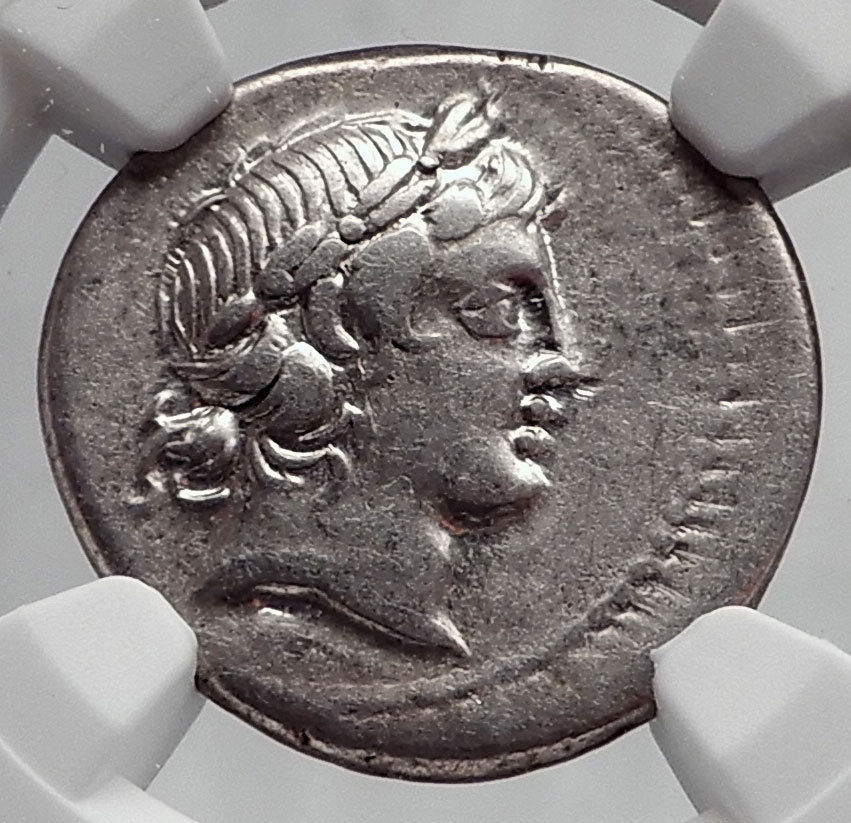 Roman Republic 82BC Rome APOLLO SATYR MARSYAS Ancient Silver Coin NGC i63421