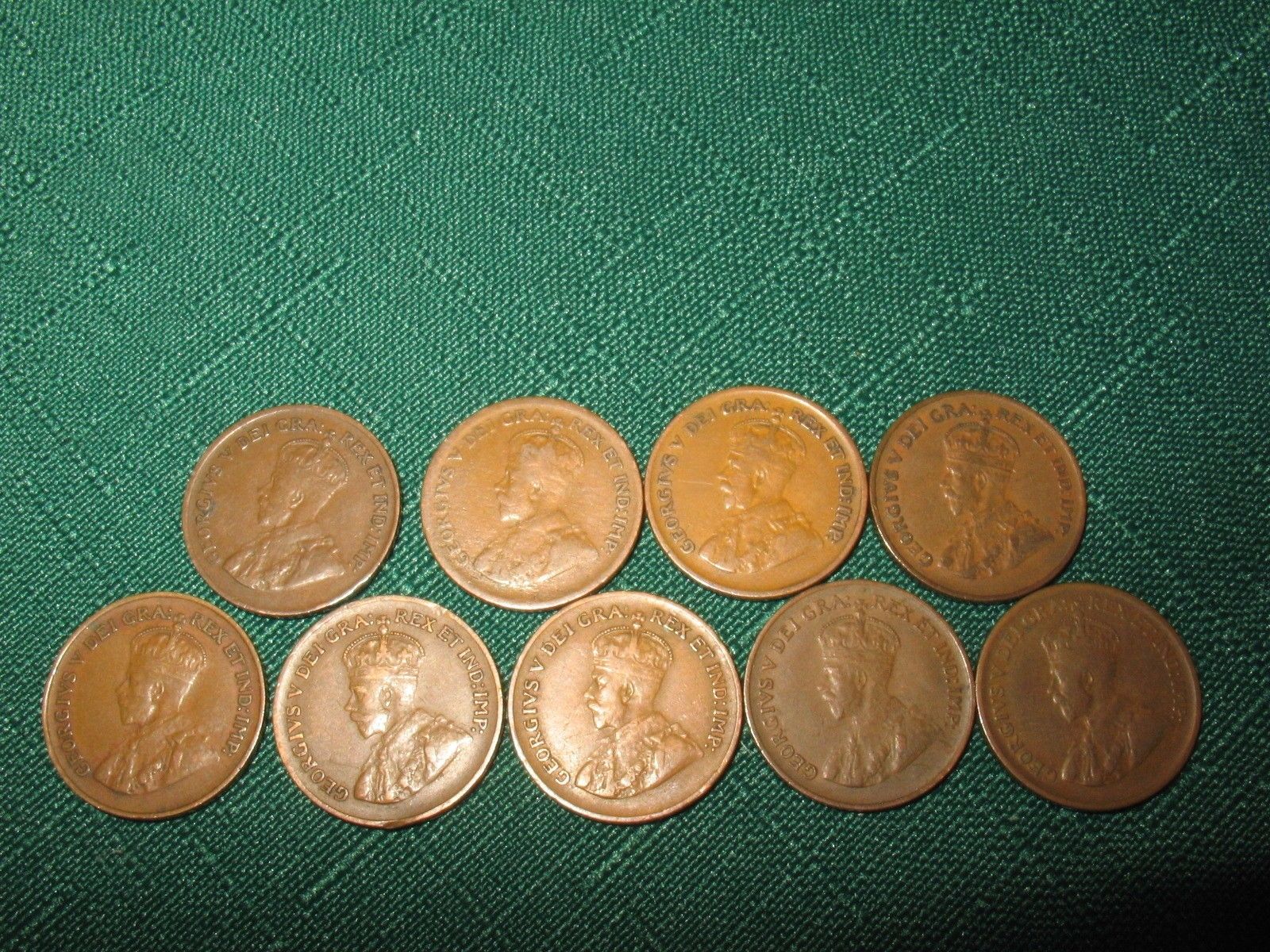 KING GEORGE V SMALL COPPER CENTS (21) coins