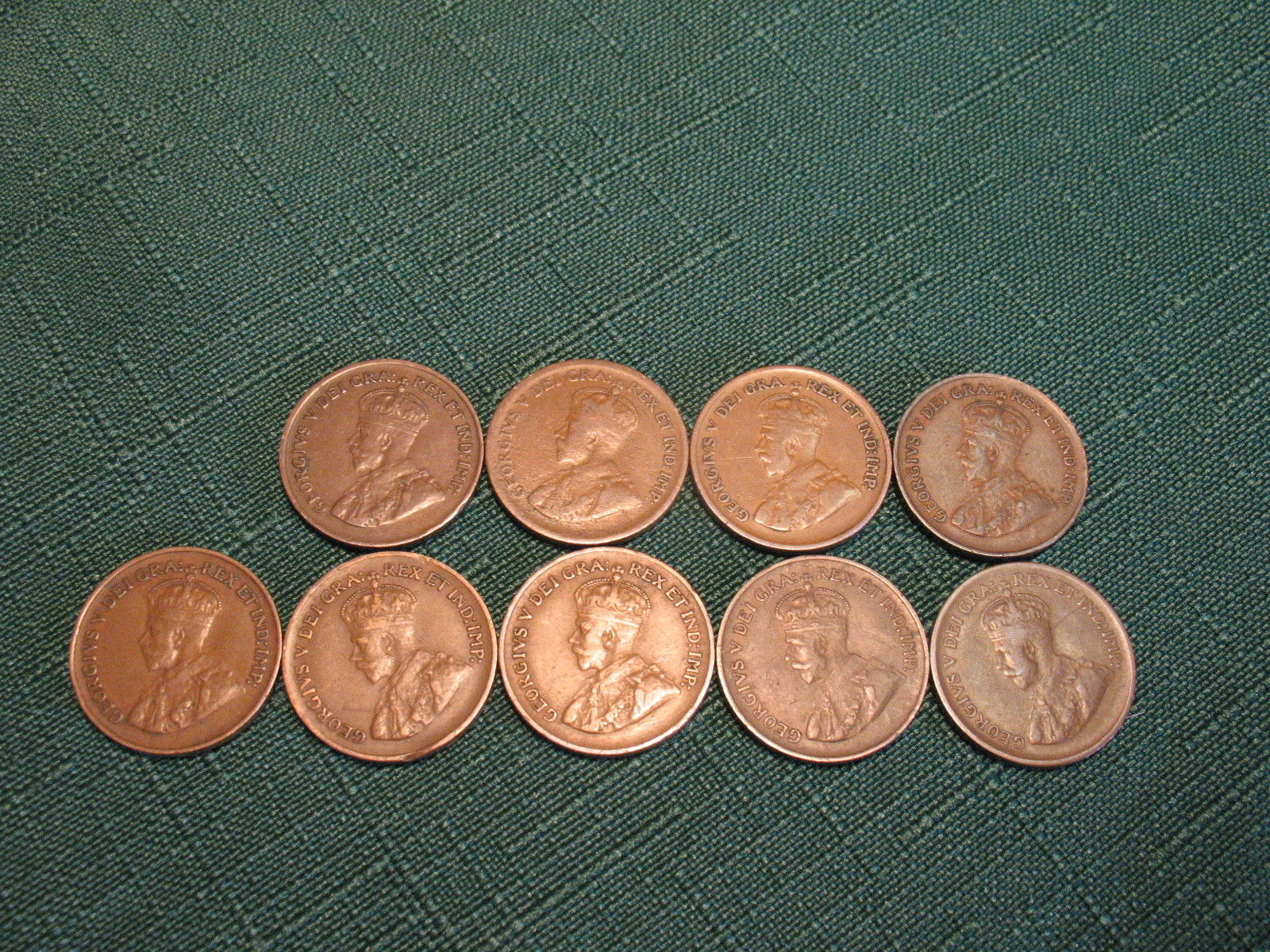 KING GEORGE V SMALL COPPER CENTS (21) coins