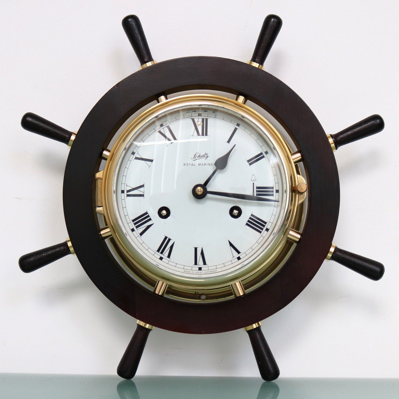 SCHATZ ROYAL MARINER TOP!!! Clock Germany Nautical/Ship/Wall Bell Chime! Vintage