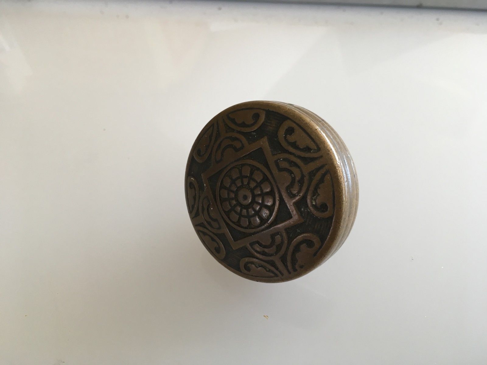 Antique Bronze brass Arts & Craft Door Knob single 2.25 inches