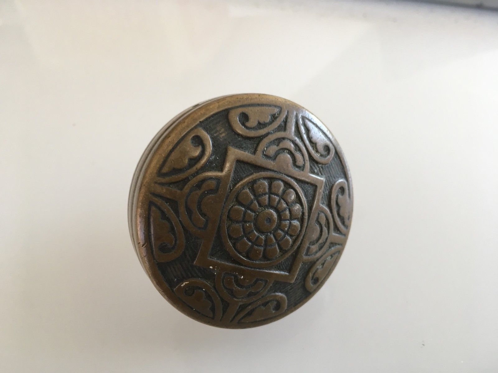 Antique Bronze brass Arts & Craft Door Knob single 2.25 inches