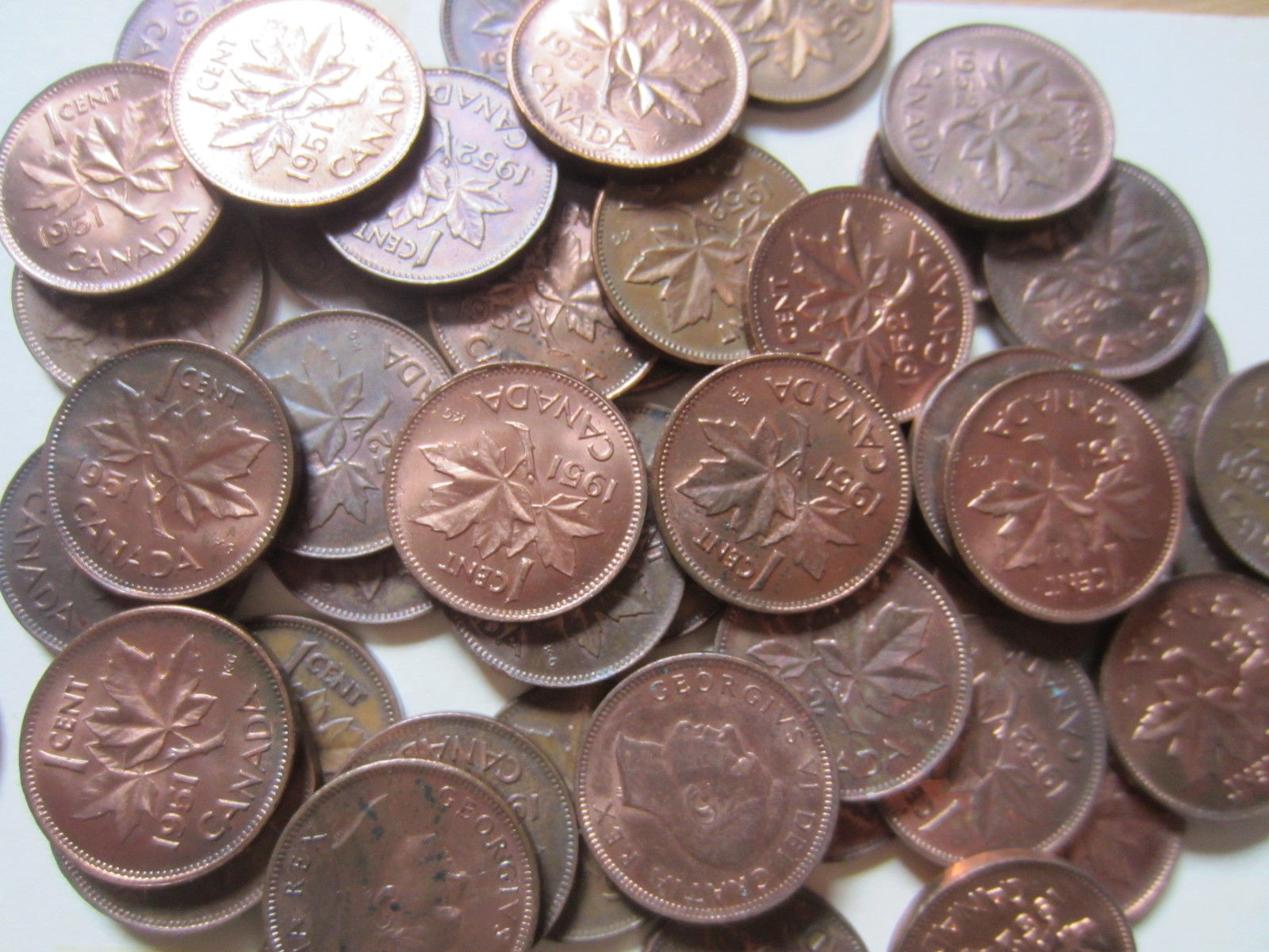 Roll of 1951 - 1953 Canada Small Cents (UNC 50 Coins)