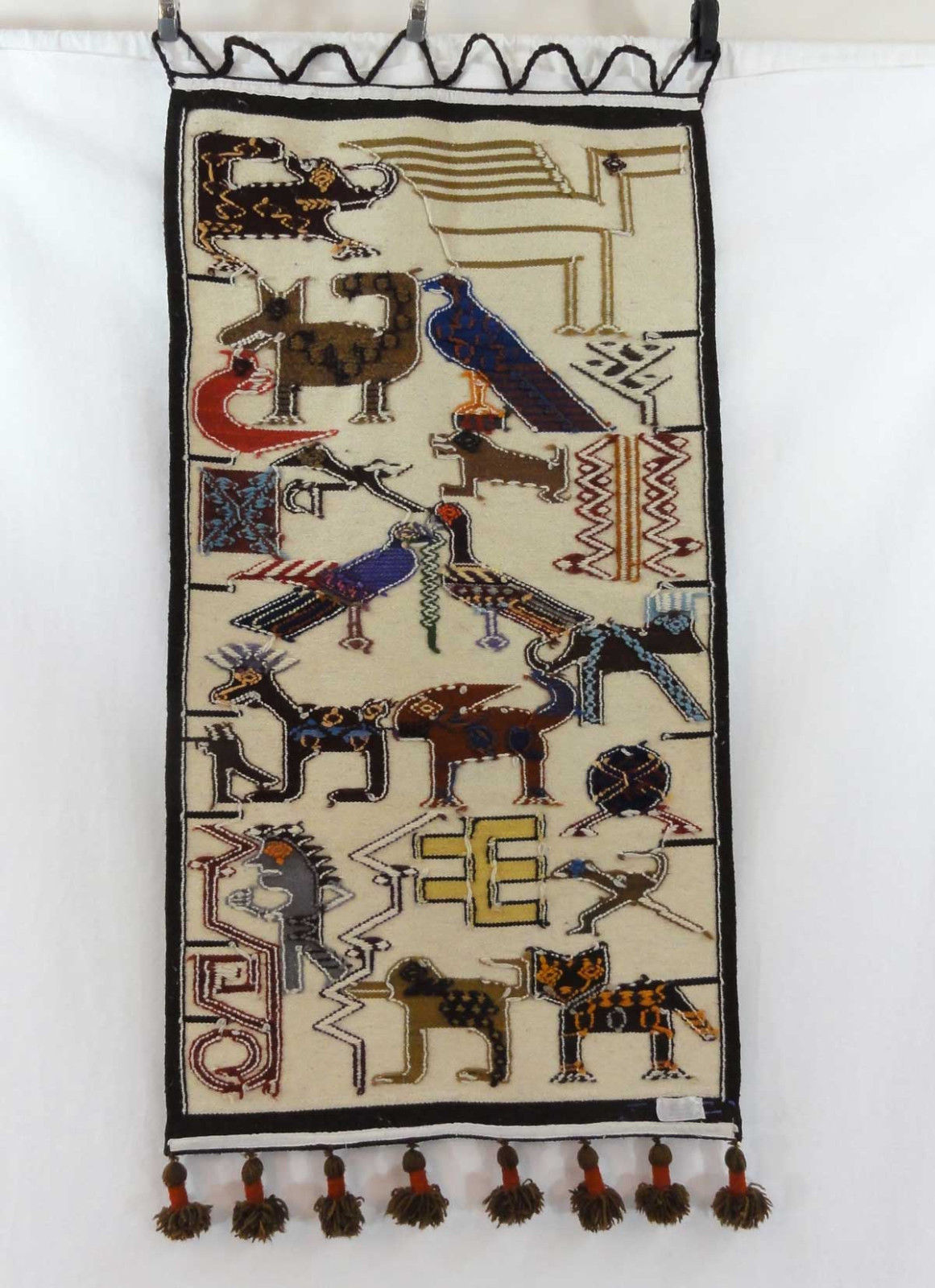 Vtg Jose C. Cotacachi Wool Wall Hanging Tapestry Decor Animals Birds Ecuador