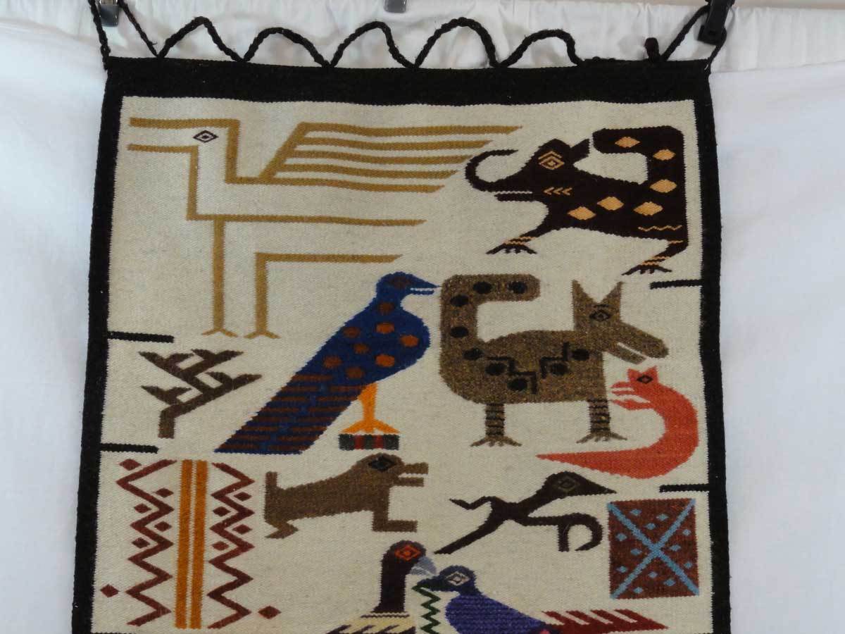 Vtg Jose C. Cotacachi Wool Wall Hanging Tapestry Decor Animals Birds Ecuador