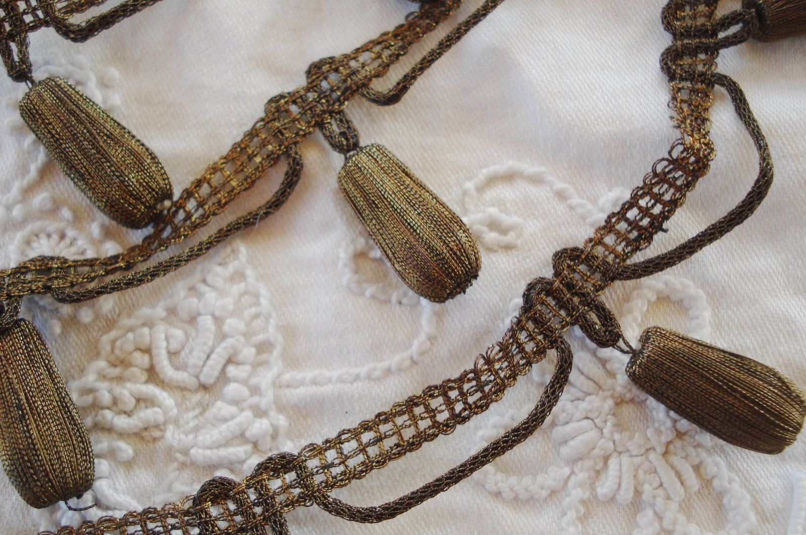 1y ANTIQUE METALLIC BOBBLE BEAD TASSEL PASSEMENTERIE VINTAGE LACE FRENCH TRIM