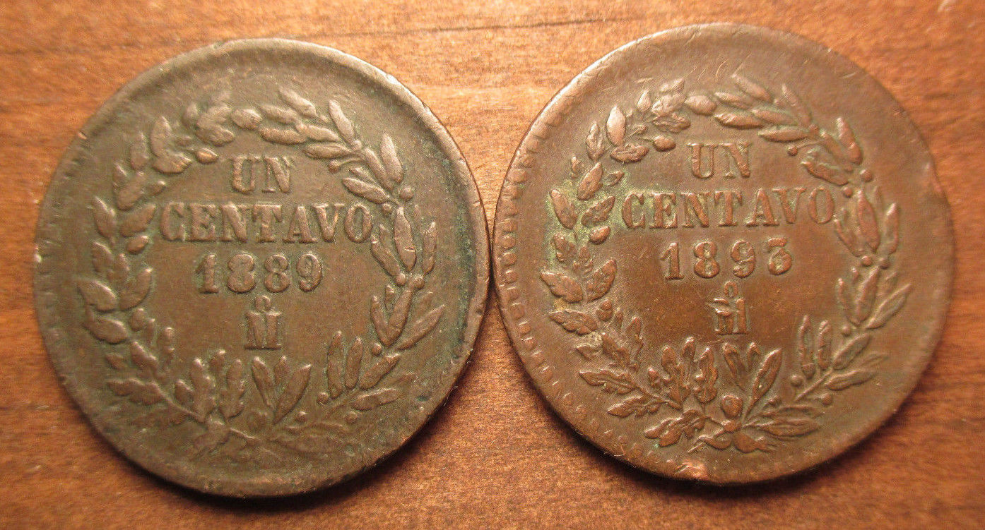 2 Mexico 1 Centavo Coins (1889 & 1893)