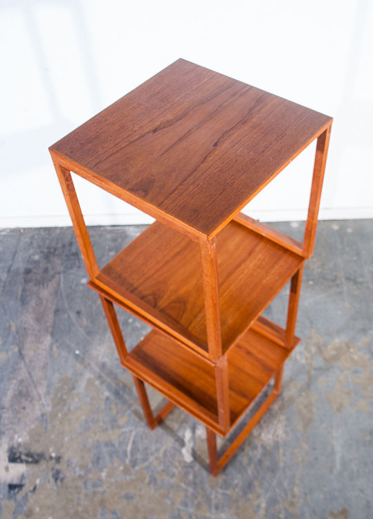 Mid Century Danish Modern Nesting Tables Teak Side End Table Set 3 Vintage Cube