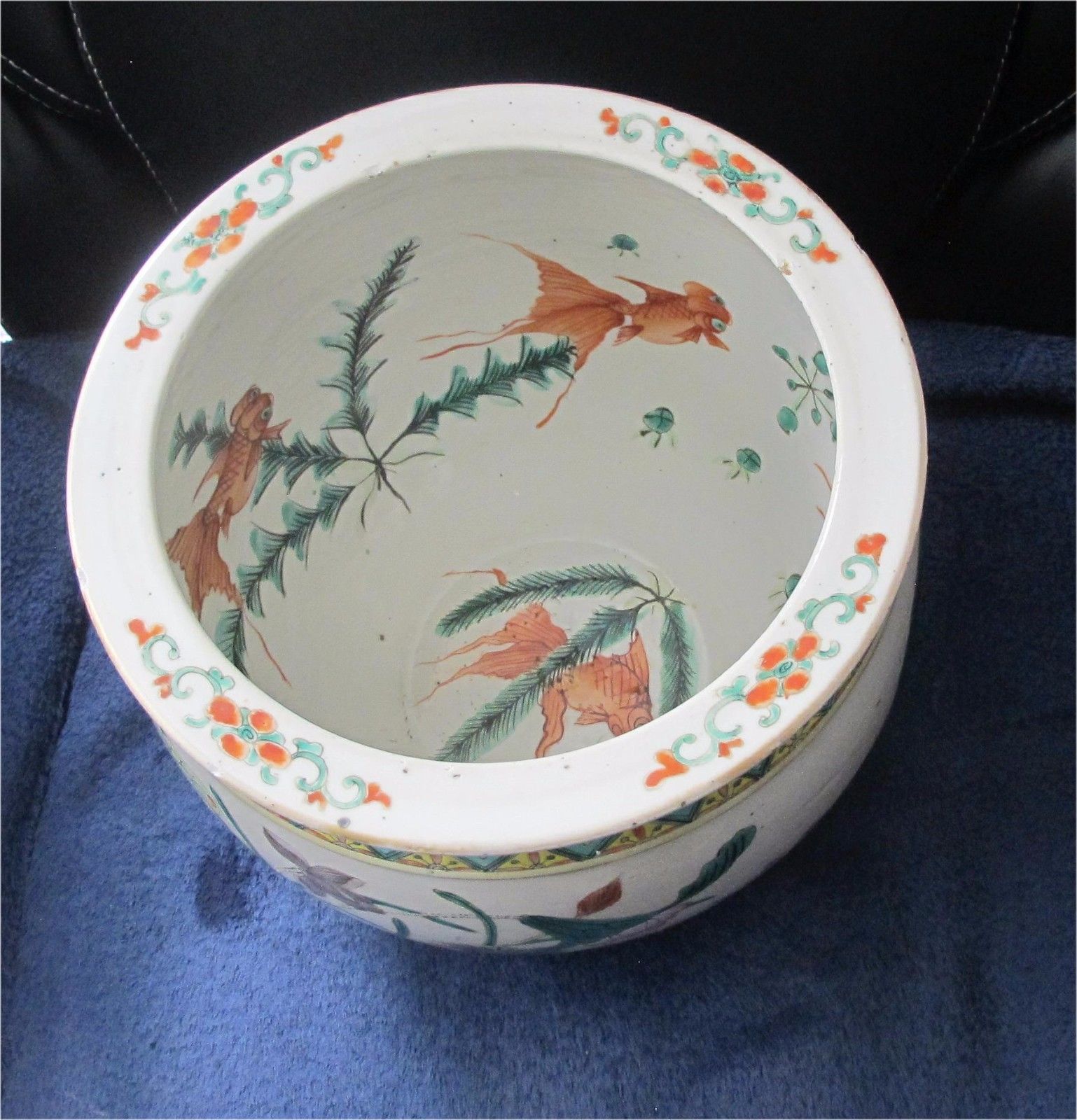 1800's Chinese Export Porcelain Fish Bowl Famille Rose enamel Duck Pond Qing