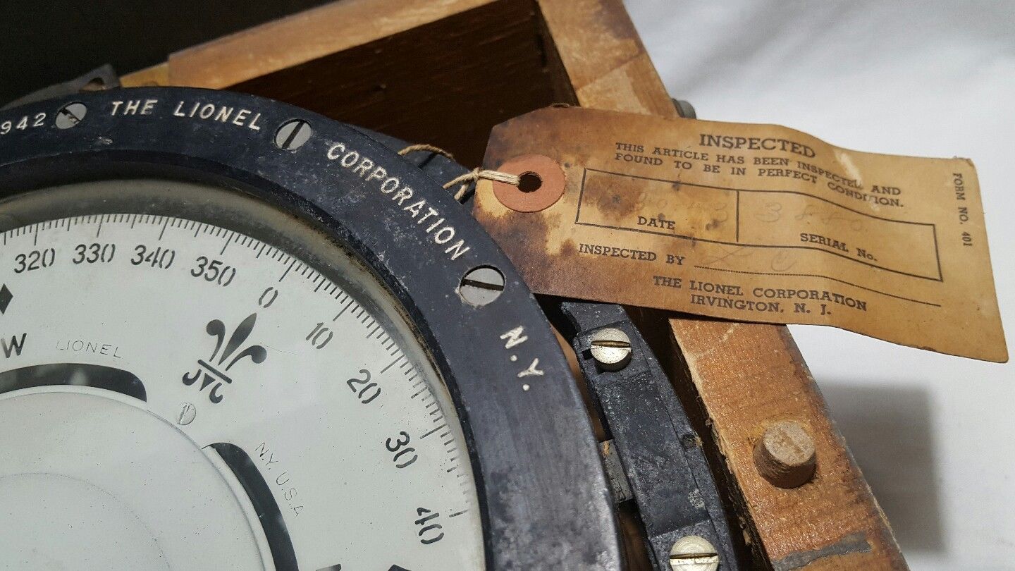 Vintage US NAVY MARK 2 SHIP card COMPASS by LIONEL CORP Nautical WWII c.1942