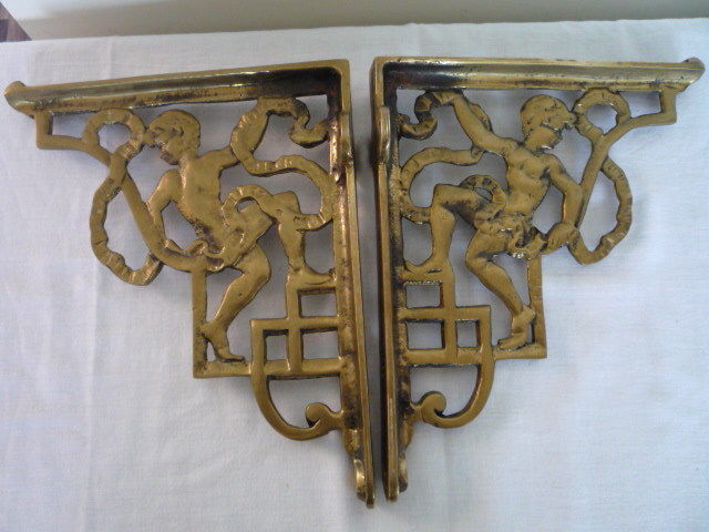 Cast Brass Cistern Brackets Shelf Holder Shelve Architectural Antique