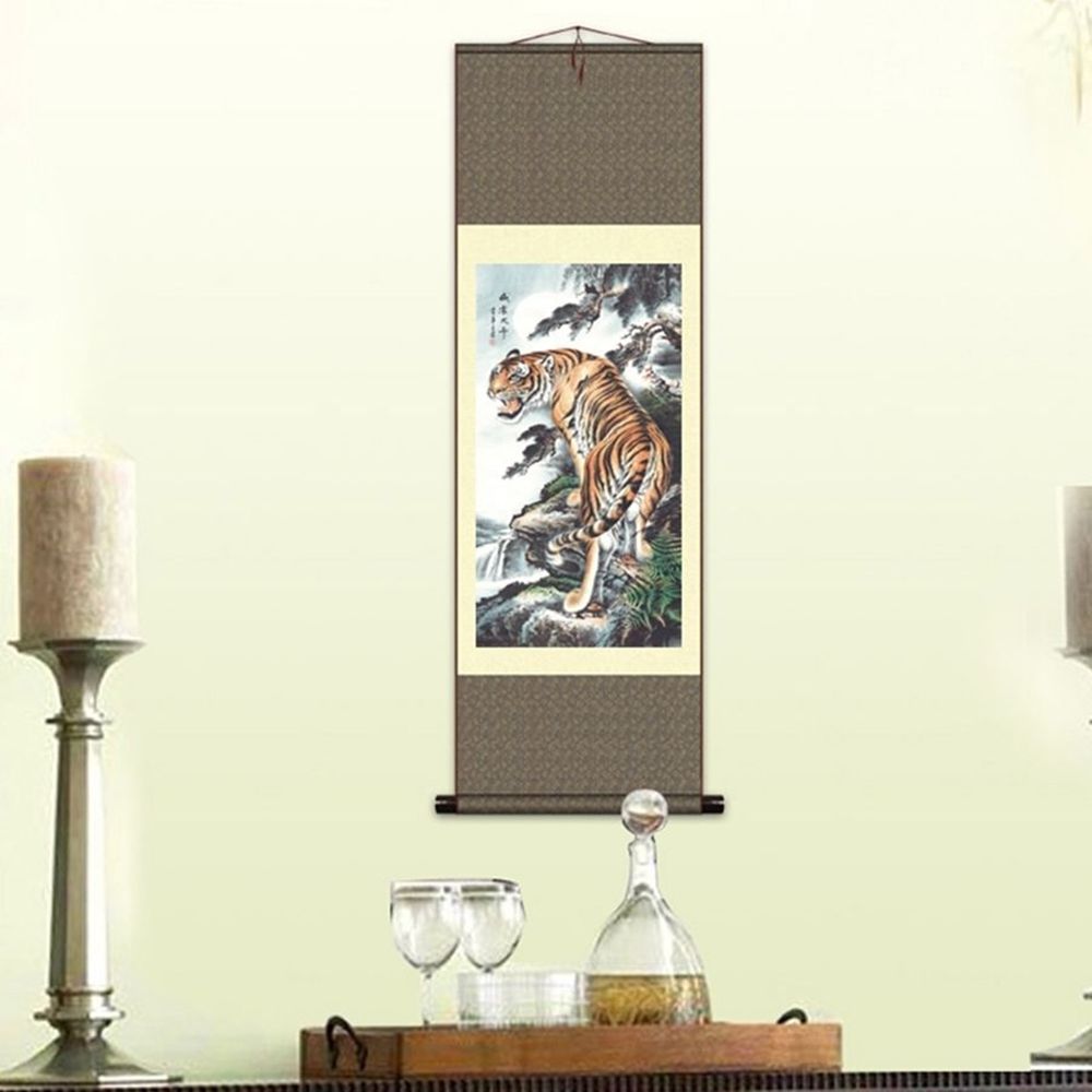 1pc Chinese Silk Scroll Painting Tiger Home Decoration Various