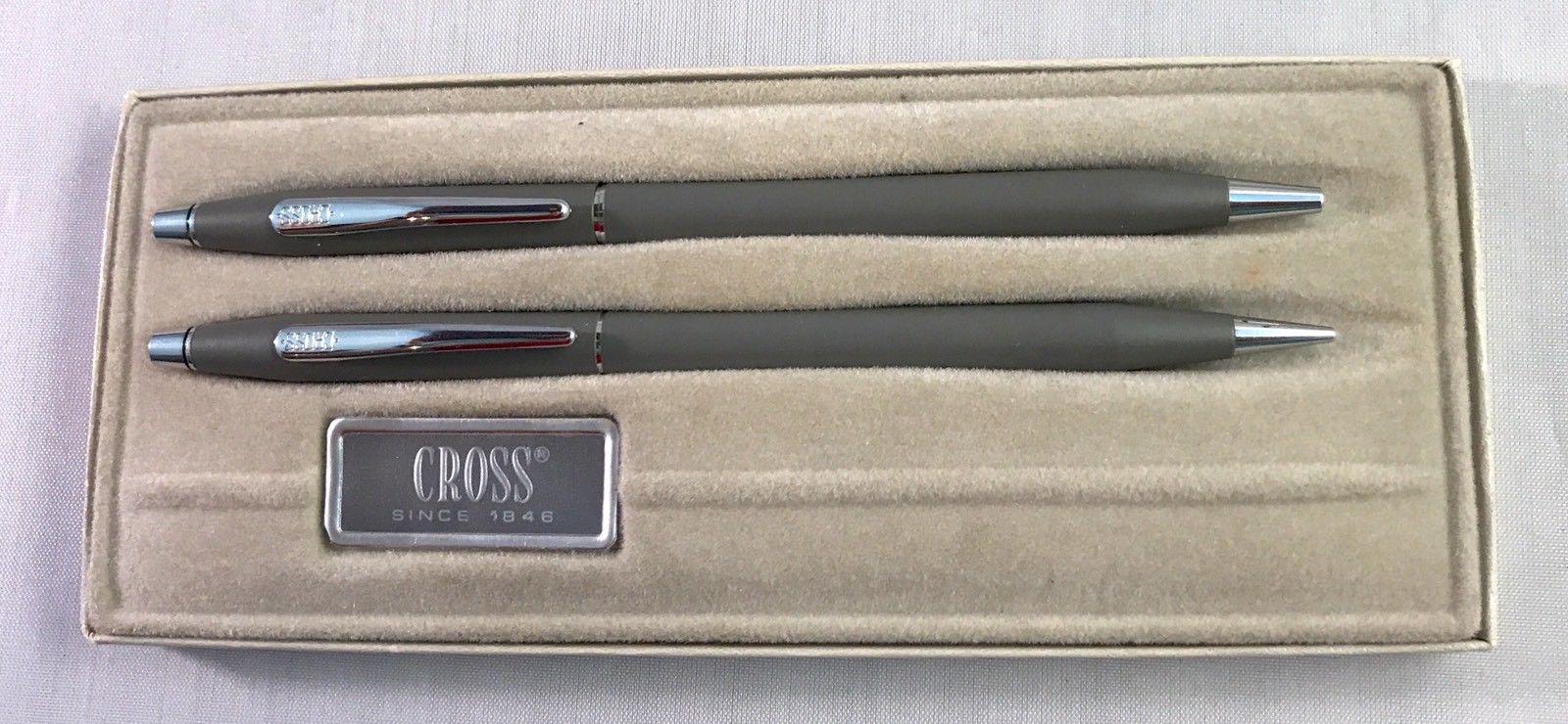 New Vintage CROSS Gray Ball Pen & Pencil Set - 2101 w/Box  ORIGINAL