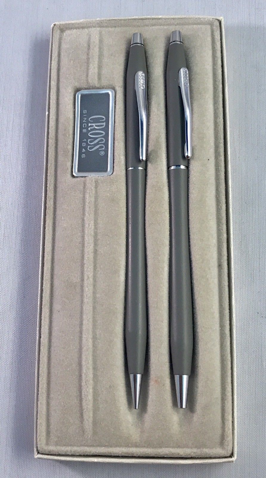 New Vintage CROSS Gray Ball Pen & Pencil Set - 2101 w/Box  ORIGINAL