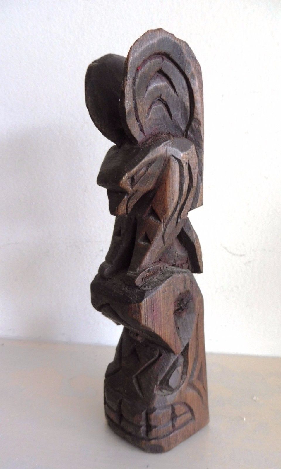 Northwest Coast First Nations Native Art: OLD!!! Model TOTEM POLE, cedar wood