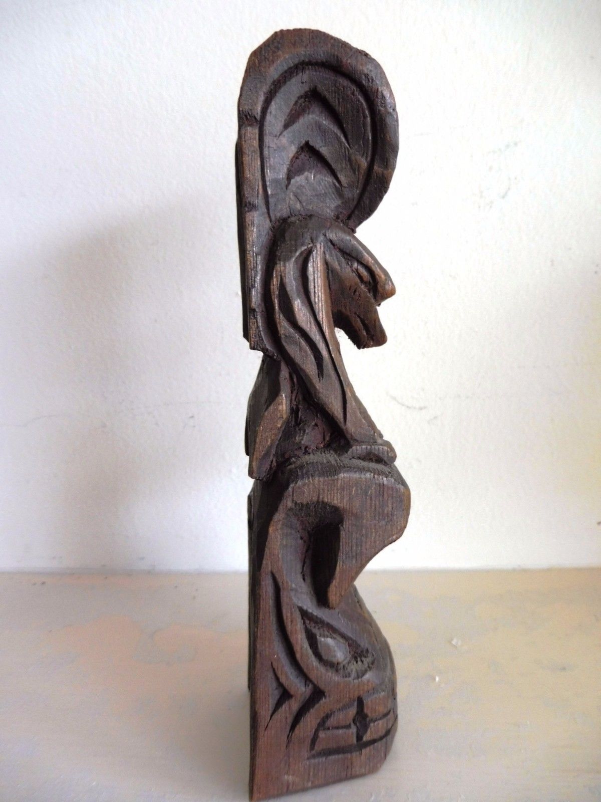 Northwest Coast First Nations Native Art: OLD!!! Model TOTEM POLE, cedar wood