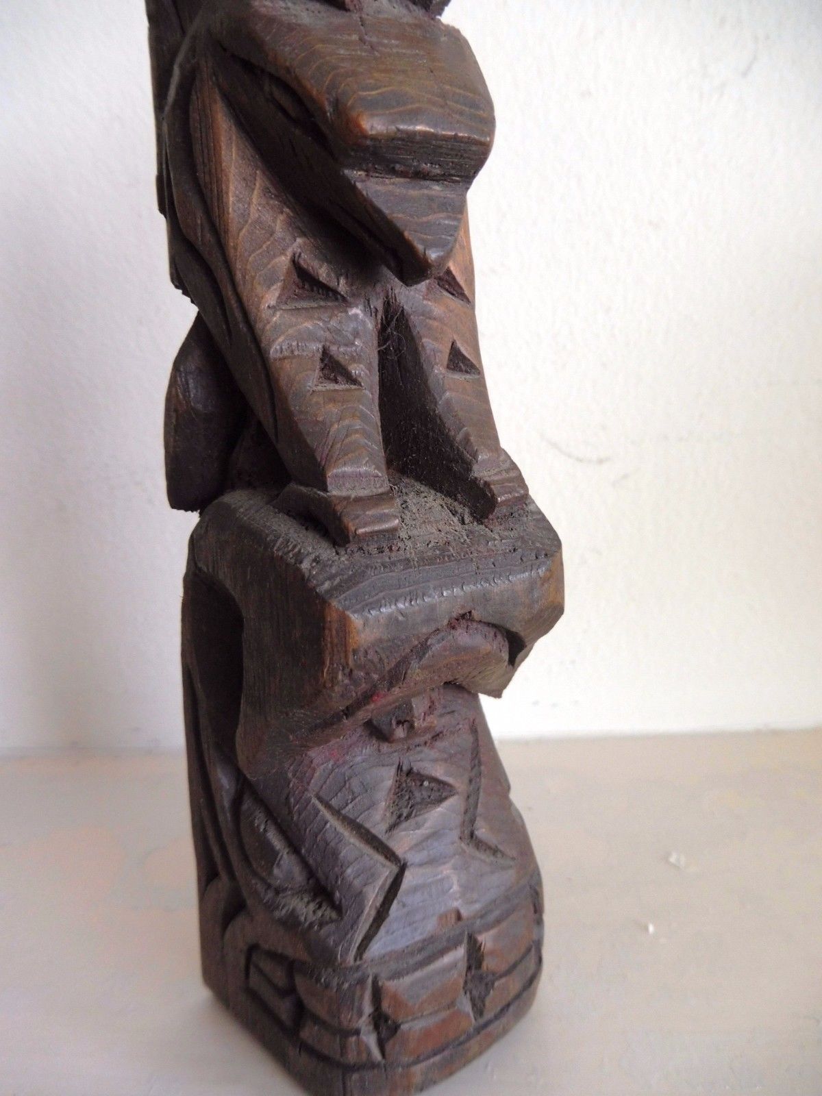 Northwest Coast First Nations Native Art: OLD!!! Model TOTEM POLE, cedar wood