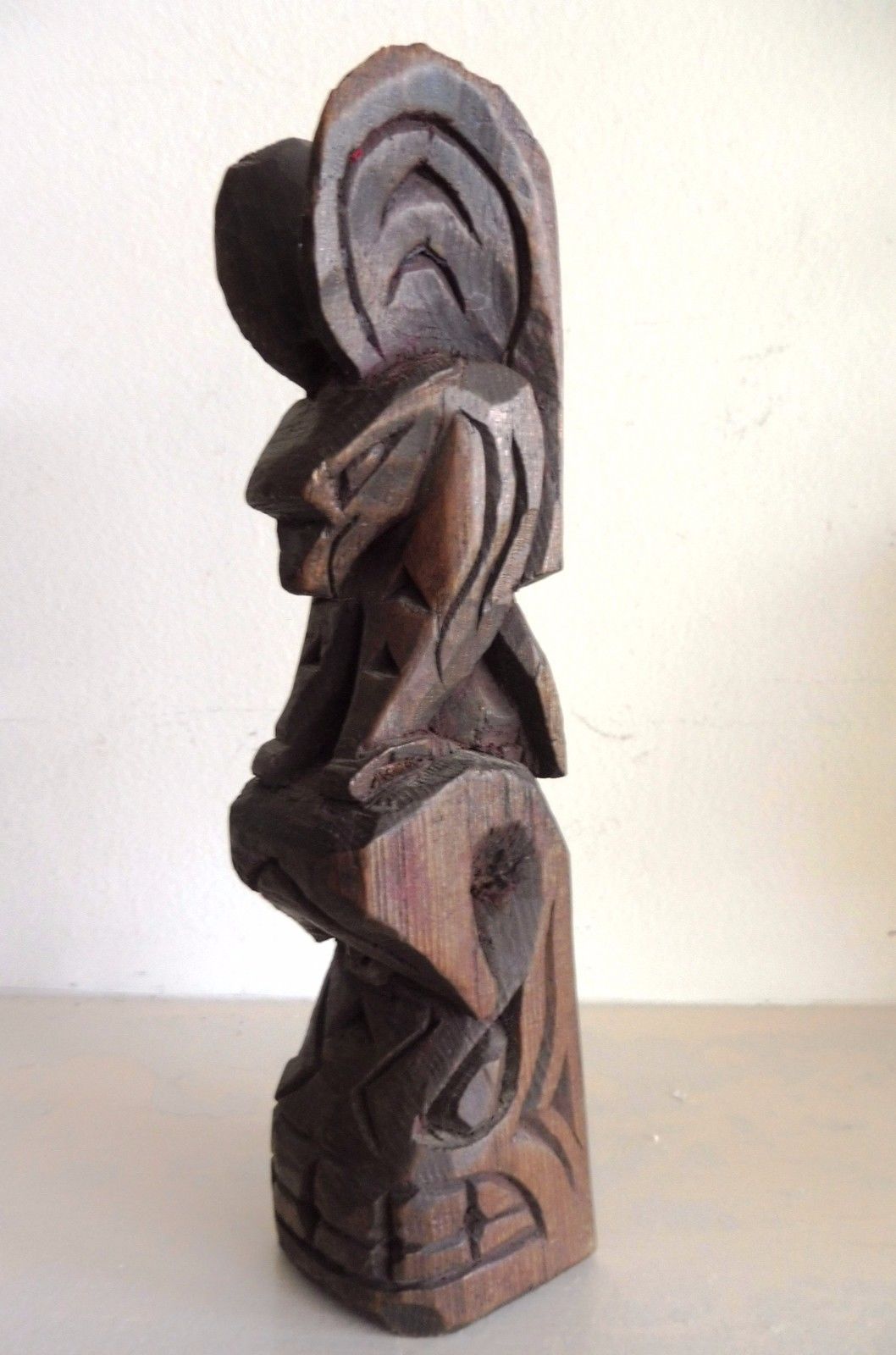 Northwest Coast First Nations Native Art: OLD!!! Model TOTEM POLE, cedar wood