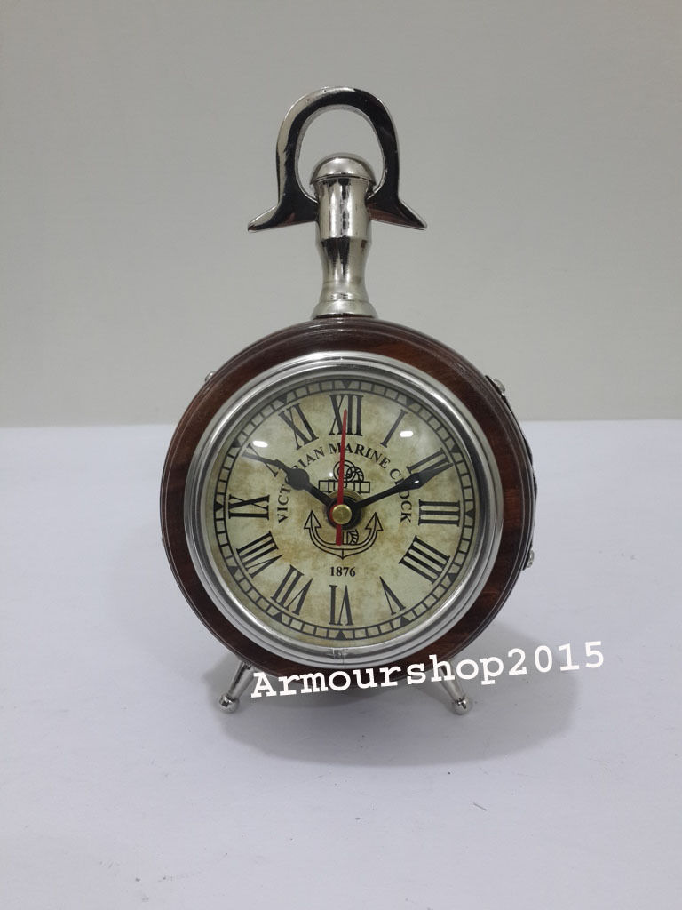 Nautical Designer Vintage Wooden Desk Clock Maritime Table Clock