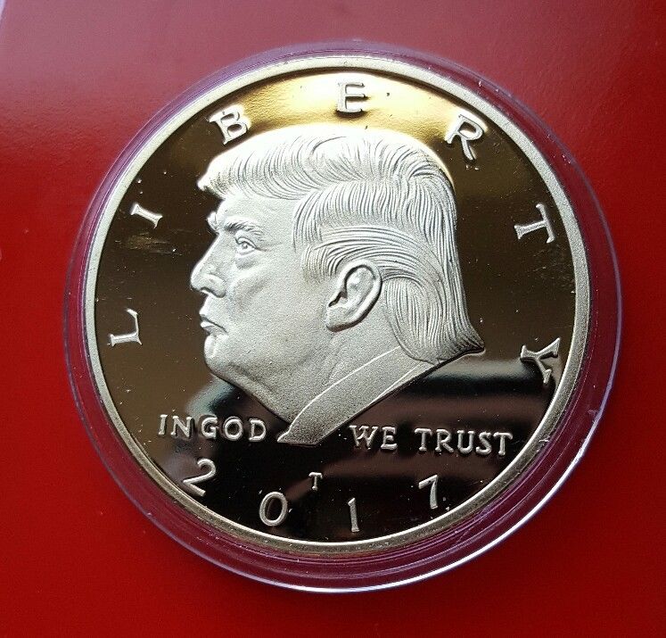 New - 2017 DONALD TRUMP Liberty 1oz 24K GOLD Clad Proof Round Coin Medallion