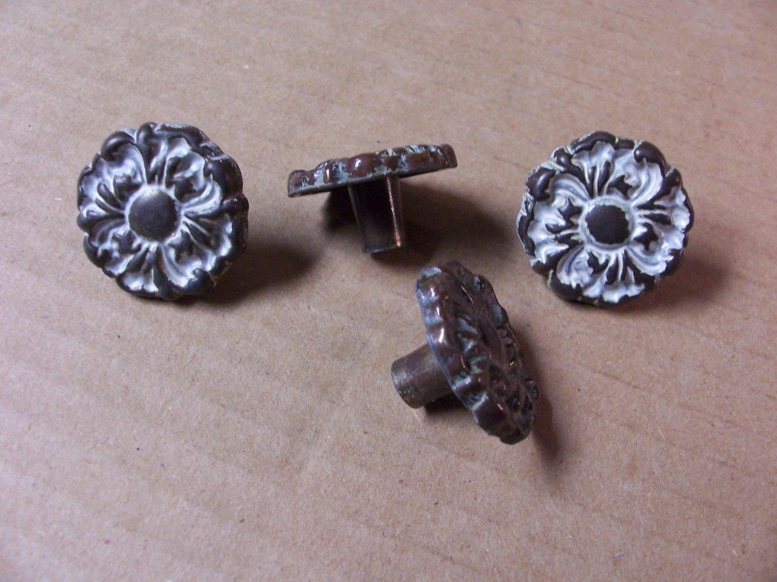 (4) ANTIQUE / VINTAGE FRENCH PROVINCIAL DRAWER PULLS / KNOBS -  SCREWS INCLUDED