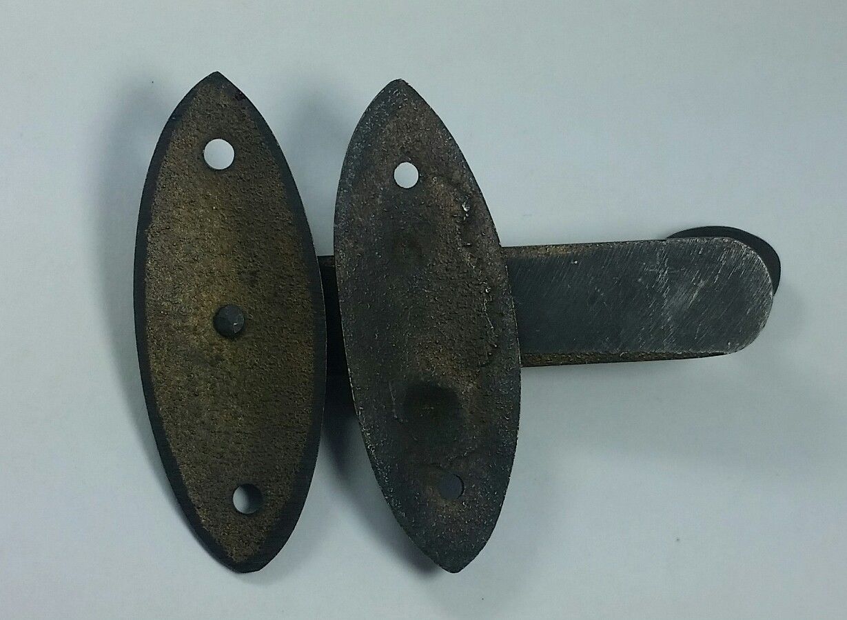 Vintage Cabin Cabinet Oval Door Window Latch Hook Solid Brass Hasp Lock #X22