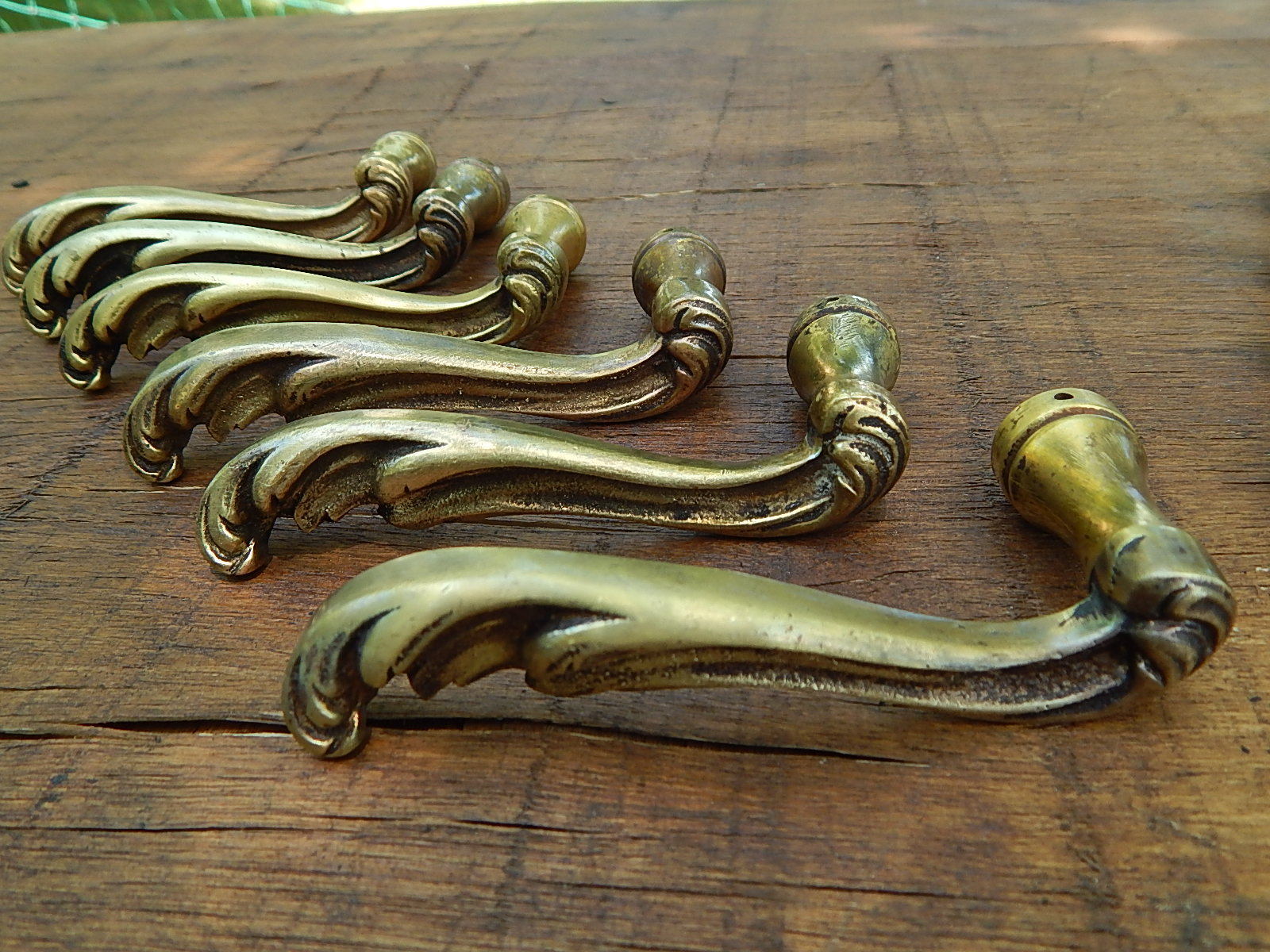 French Antique/Vintage,Lot of 6 Pair  Solid Bronze Door Handles,Rococo ,Louis 15