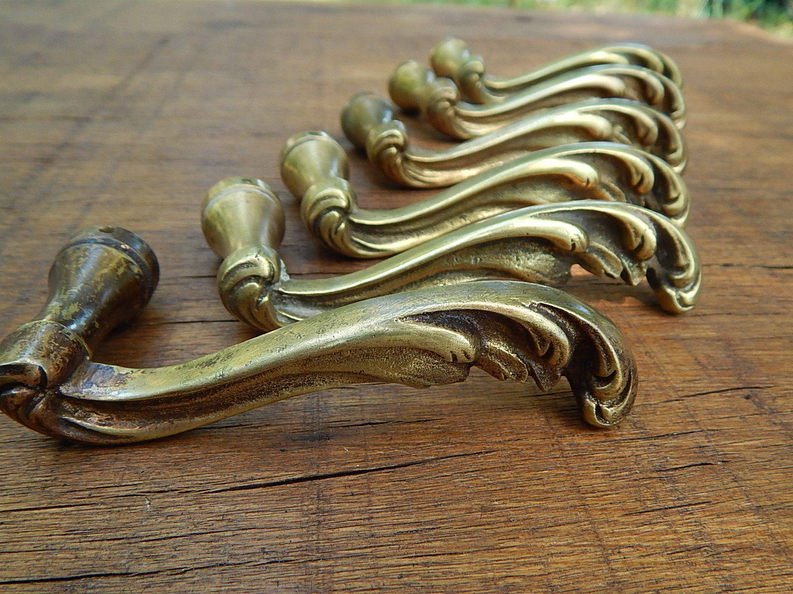 French Antique/Vintage,Lot of 6 Pair  Solid Bronze Door Handles,Rococo ,Louis 15