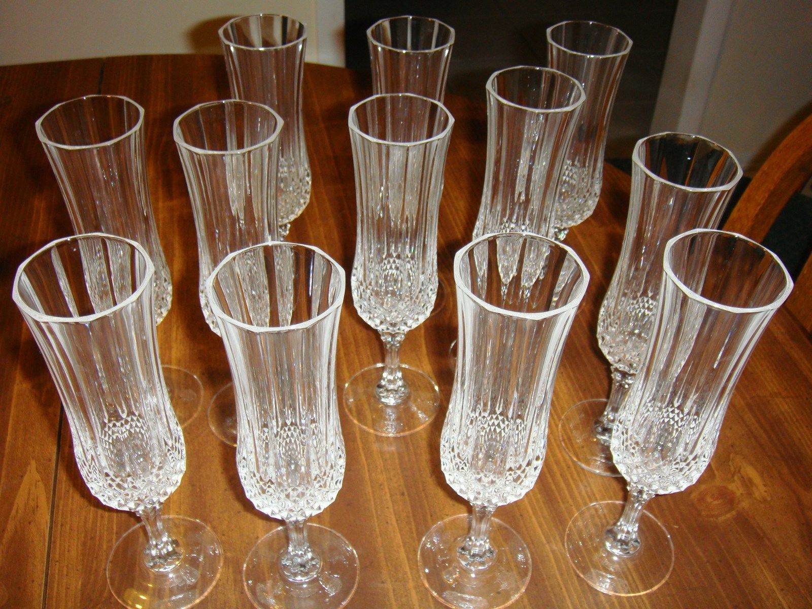 8" Crystal Champagne Flutes Set of 12 Vintage Gorgeous