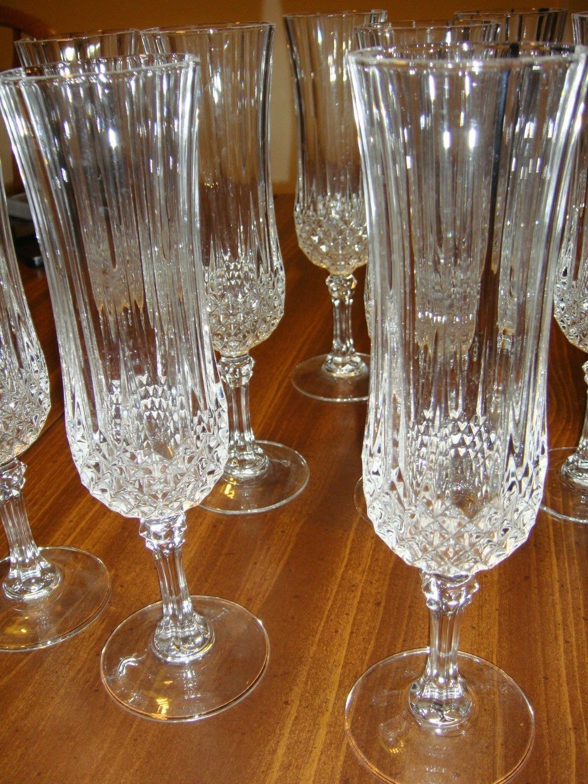 8" Crystal Champagne Flutes Set of 12 Vintage Gorgeous