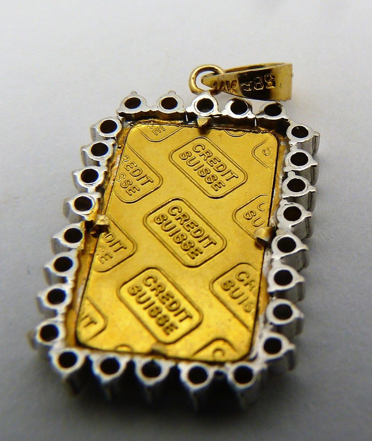 Credit Suisse 1 Gram Fine Gold 999.9  Charm Pendant with 26 stones 0.02pt