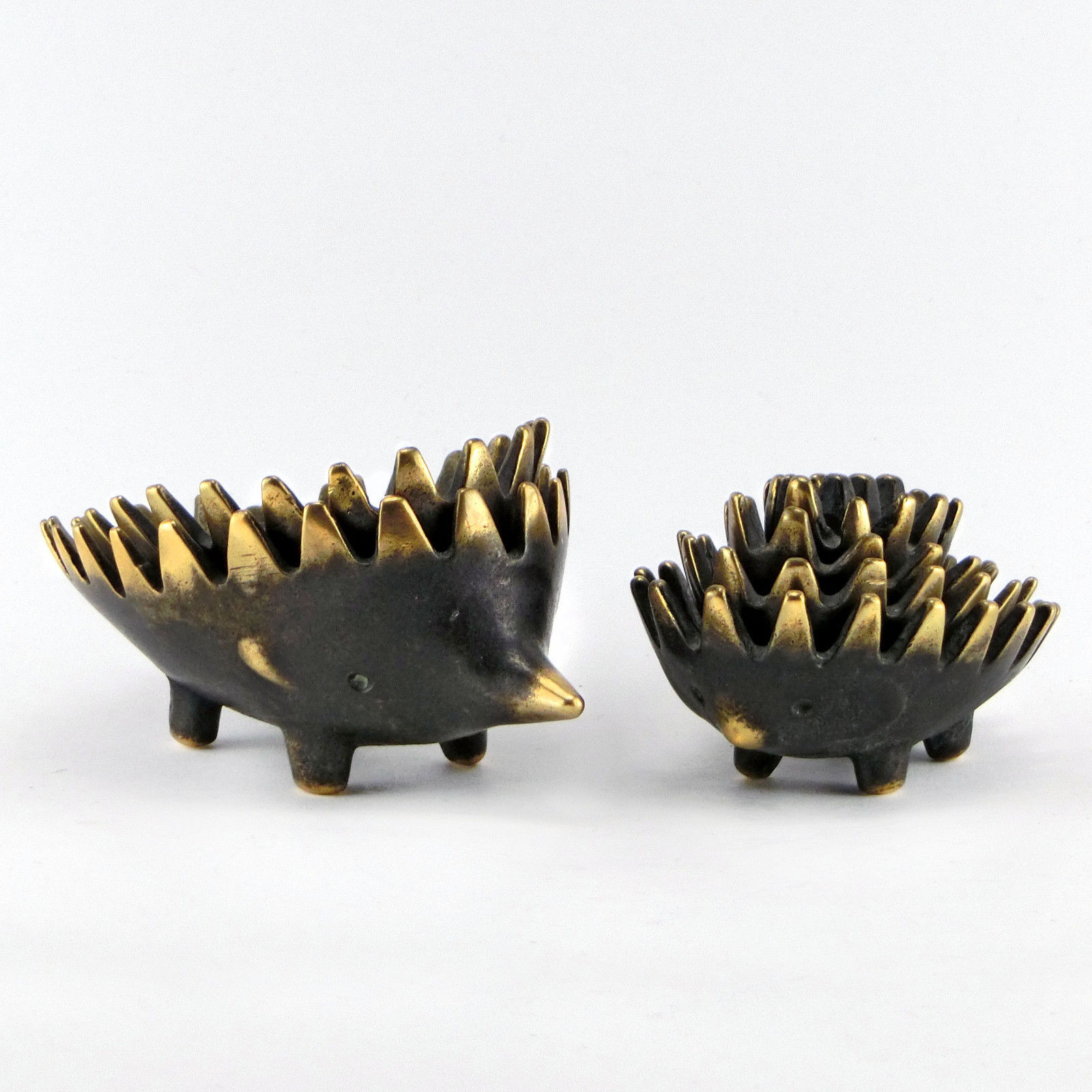 Vintage Set 6 Stackable Hedgehog Ashtrays Brass Walter Bosse Mid-Century Modern2