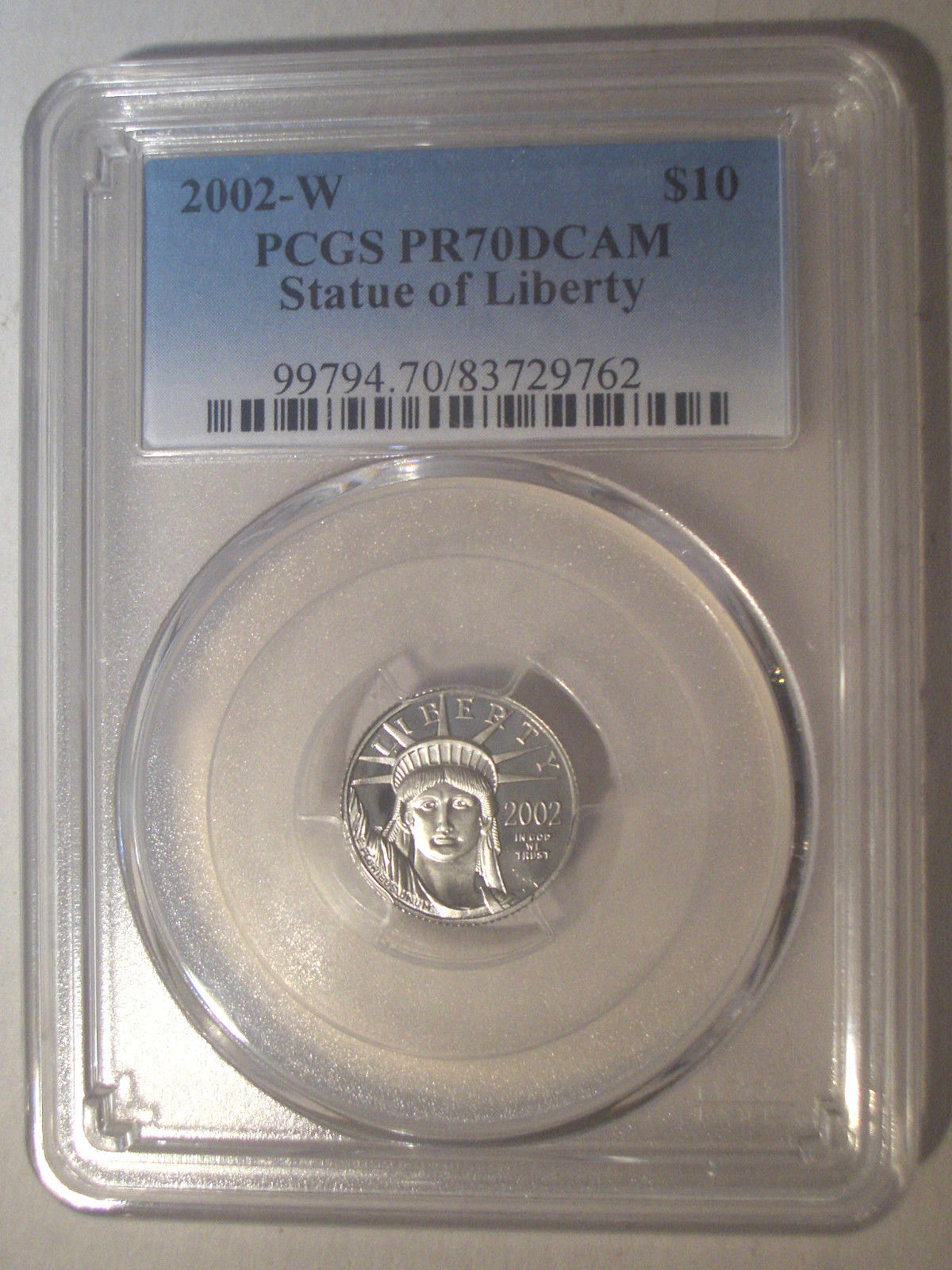 2002-W $10 PLATINUM * PCGS PR70 DCAM Proof * $285++ Liberty EAGLE * NO Toning !!