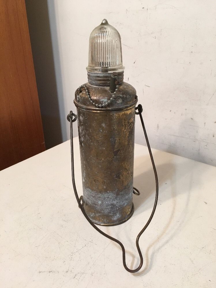 Large Vintage Brass Battery Power Flashlight Nautical Boat Light
