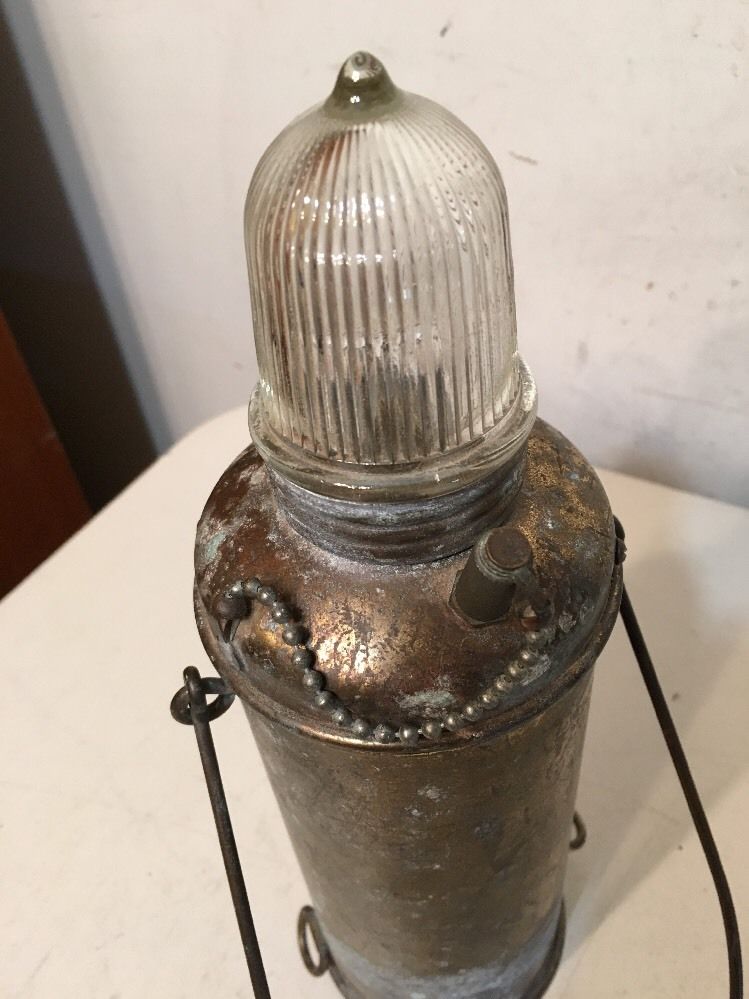 Large Vintage Brass Battery Power Flashlight Nautical Boat Light