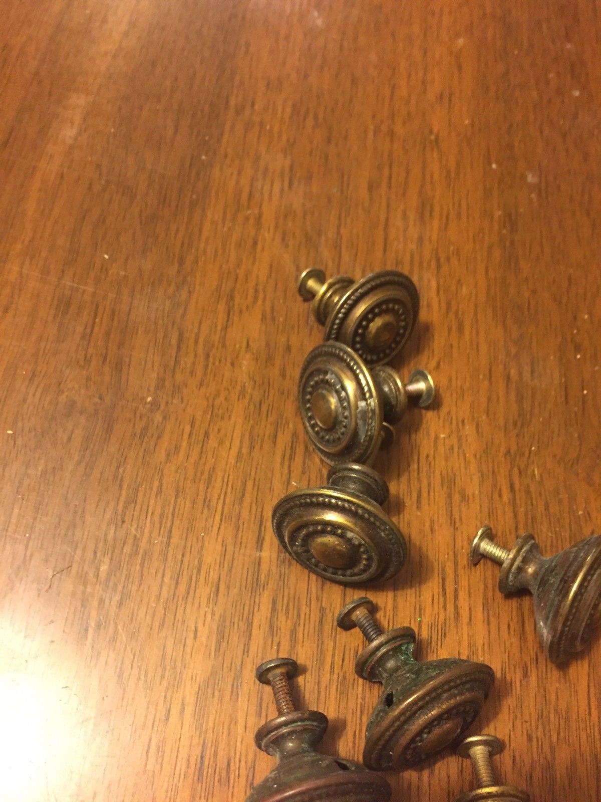 Lot of 7 Large Vintage Brass Colored Dresser Pull Handles