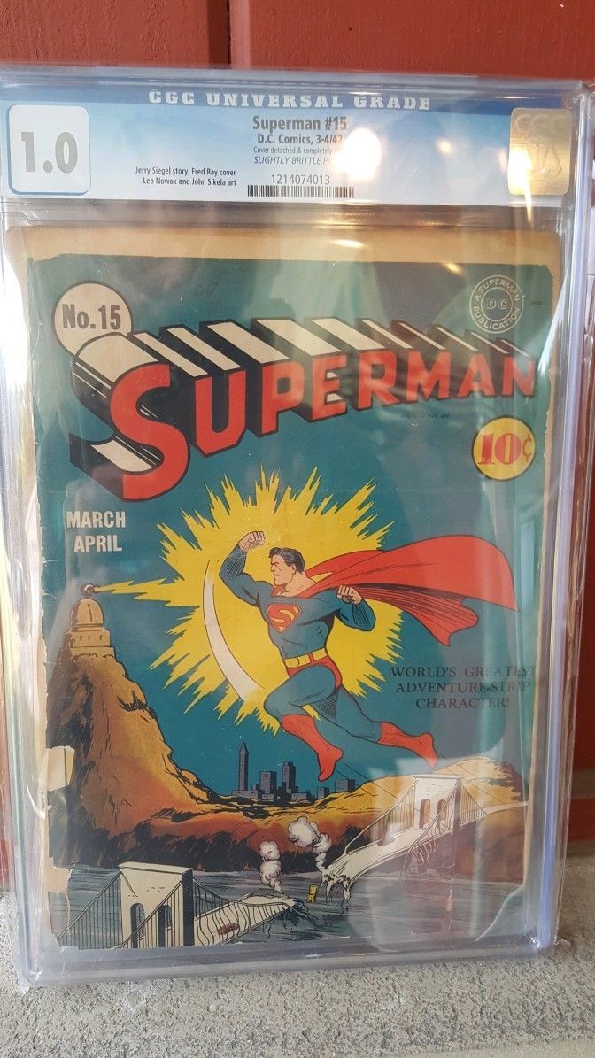 Issue # 15 1942 superman comic cgc graded 1.0