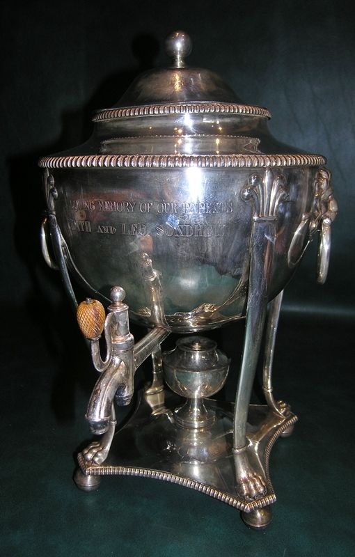 Antique Sheffield Silver Plate Plated Hot Water Urn Samovar Lion Head 16"