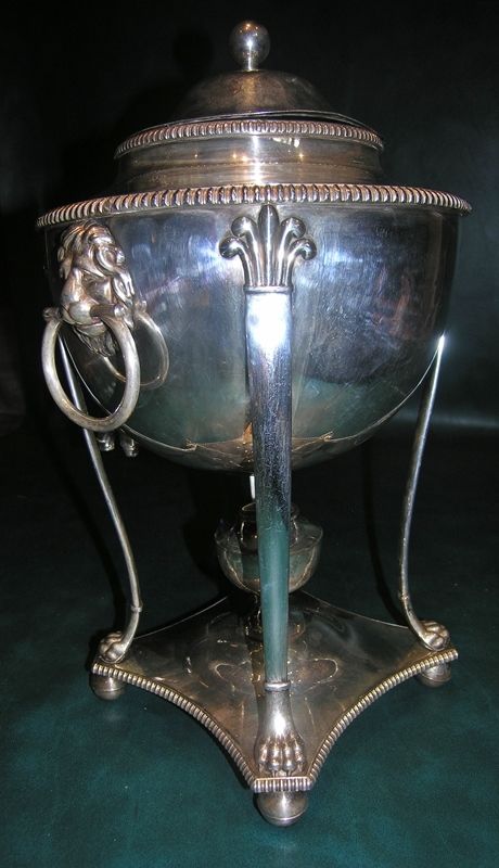 Antique Sheffield Silver Plate Plated Hot Water Urn Samovar Lion Head 16"