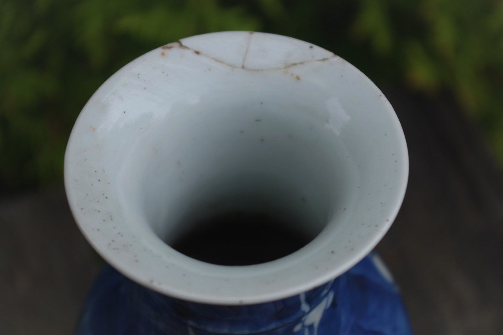 Beautiful Antique Chinese Blue and White Prunus Vase - with mark